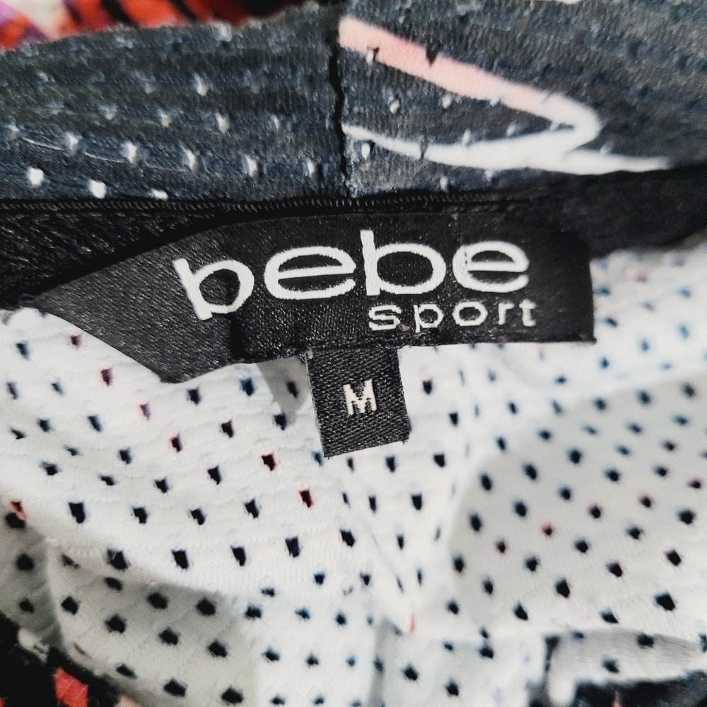 BEBE SPORT Abstract Print Colorful Floral Bling Zip Up Hoodie Womans Size Medium - Picture 9 of 12